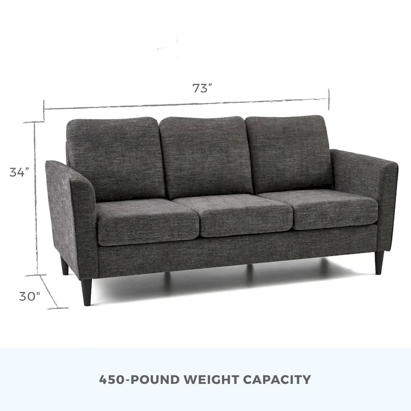 73 Upholstered Curved Arm Sofa