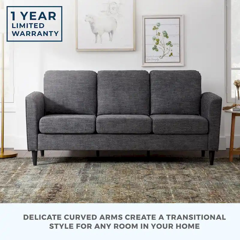 73 Upholstered Curved Arm Sofa