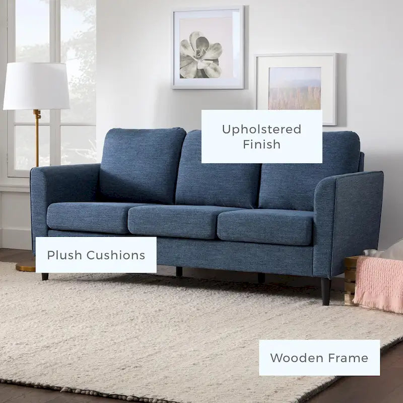 73 Upholstered Curved Arm Sofa