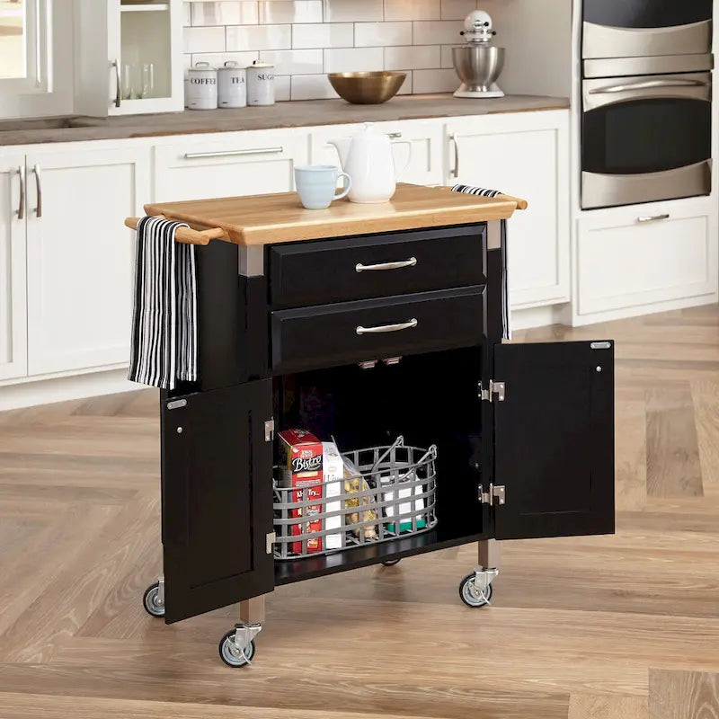 Kitchen Cart with Wood Top