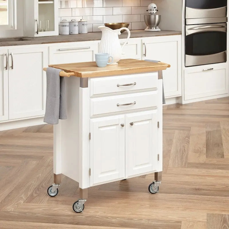 Kitchen Cart with Wood Top