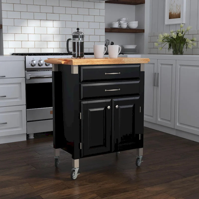 Kitchen Cart with Wood Top