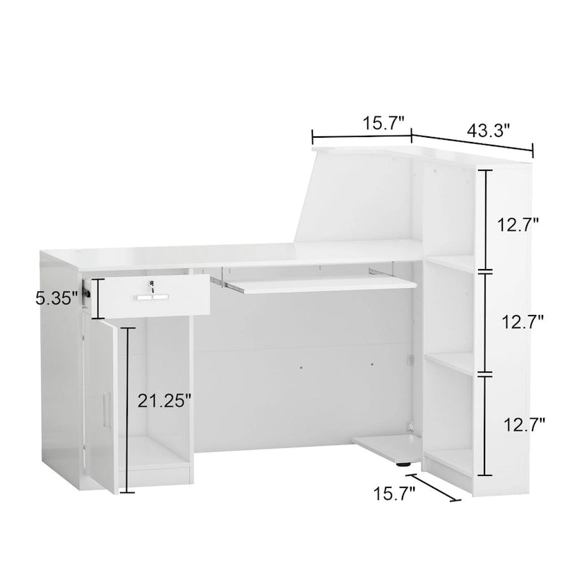 Reception Desk L-Shaped Front Counter Table w/ Storage Shelf