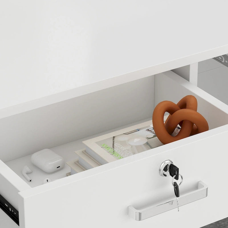 Reception Desk L-Shaped Front Counter Table w/ Storage Shelf