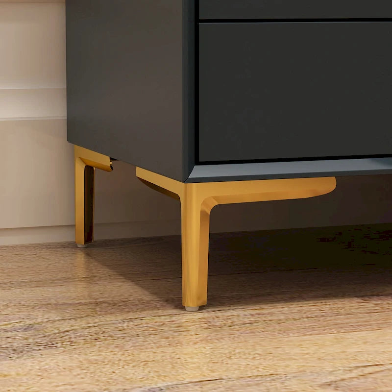 Black/White Bevelled Three-Drawer Bedside Table