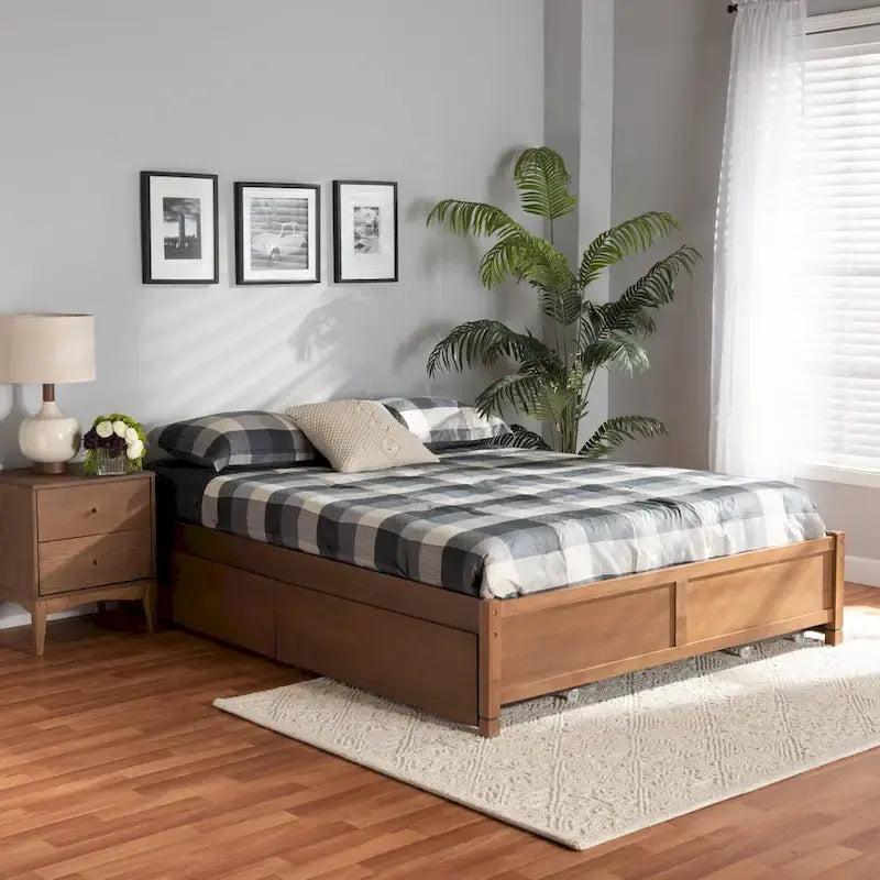 Modern & Contemporary 4-Drawer Wood Storage Bed Frame(Platform)