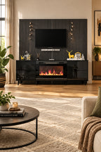 30 Recessed Electric Fireplace High Glossy TV Stand Combo Fireplace