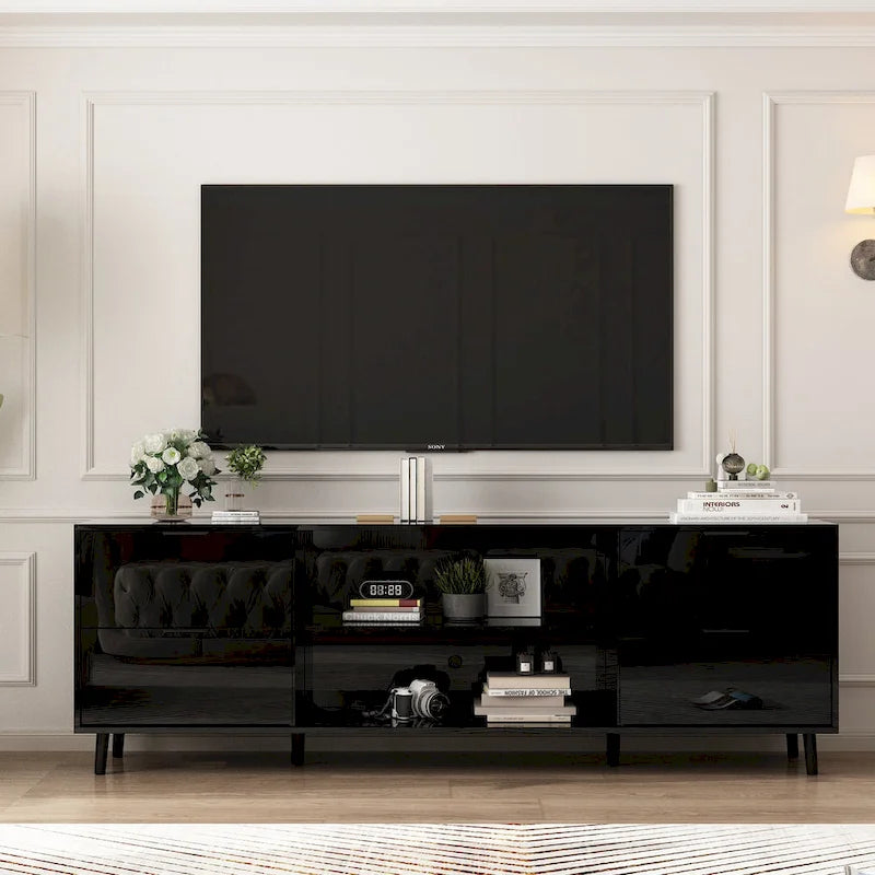 30 Recessed Electric Fireplace High Glossy TV Stand Combo Fireplace