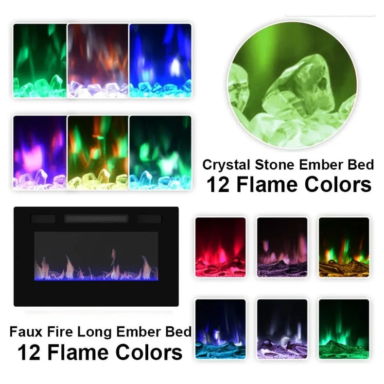 30 Recessed Electric Fireplace High Glossy TV Stand Combo Fireplace