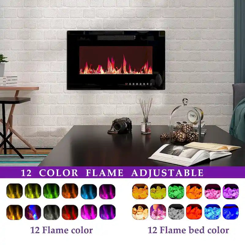 30 Recessed Electric Fireplace High Glossy TV Stand Combo Fireplace