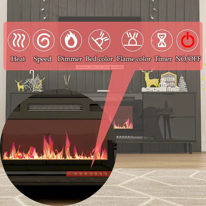 30 Recessed Electric Fireplace High Glossy TV Stand Combo Fireplace