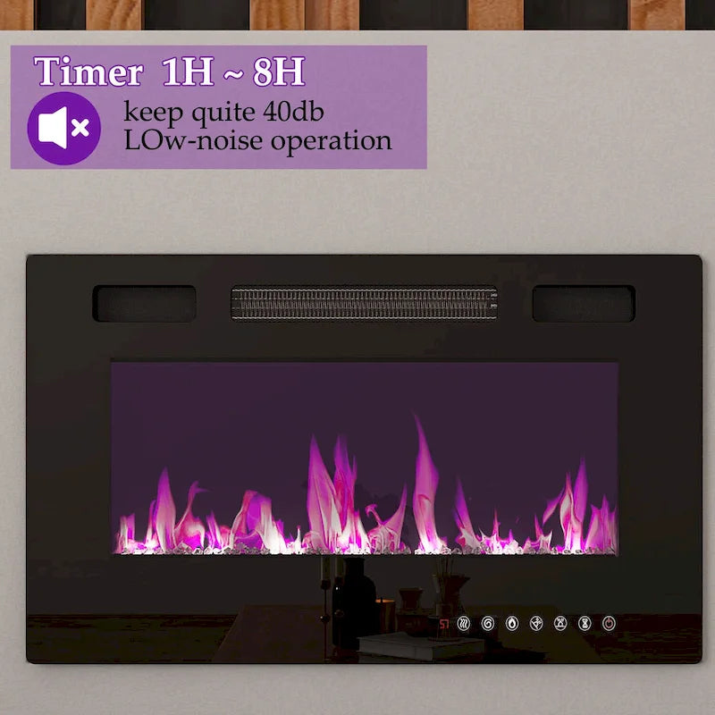 30 Recessed Electric Fireplace High Glossy TV Stand Combo Fireplace