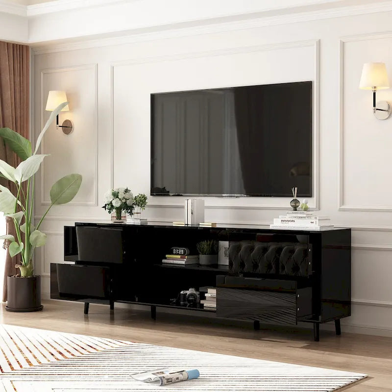 30 Recessed Electric Fireplace High Glossy TV Stand Combo Fireplace