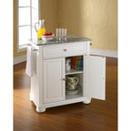 Solid Granite Top Portable Kitchen Island in White Finish - 18d x 31w x 33.5h