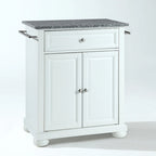 Solid Granite Top Portable Kitchen Island in White Finish - 18d x 31w x 33.5h