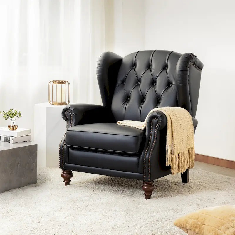 Classic Leather Armchair with Nailhead Trim