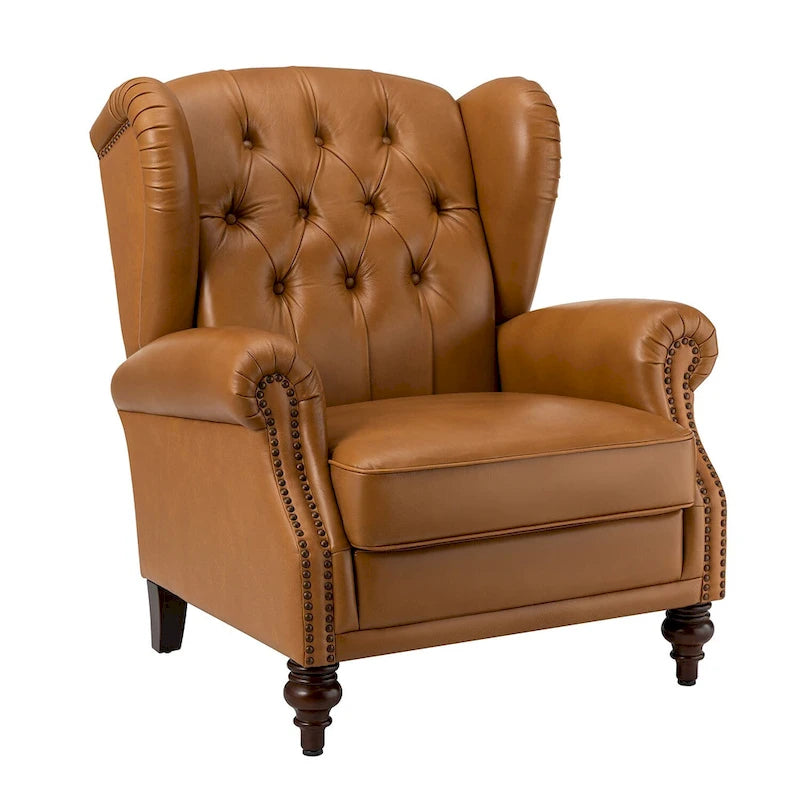 Classic Leather Armchair with Nailhead Trim