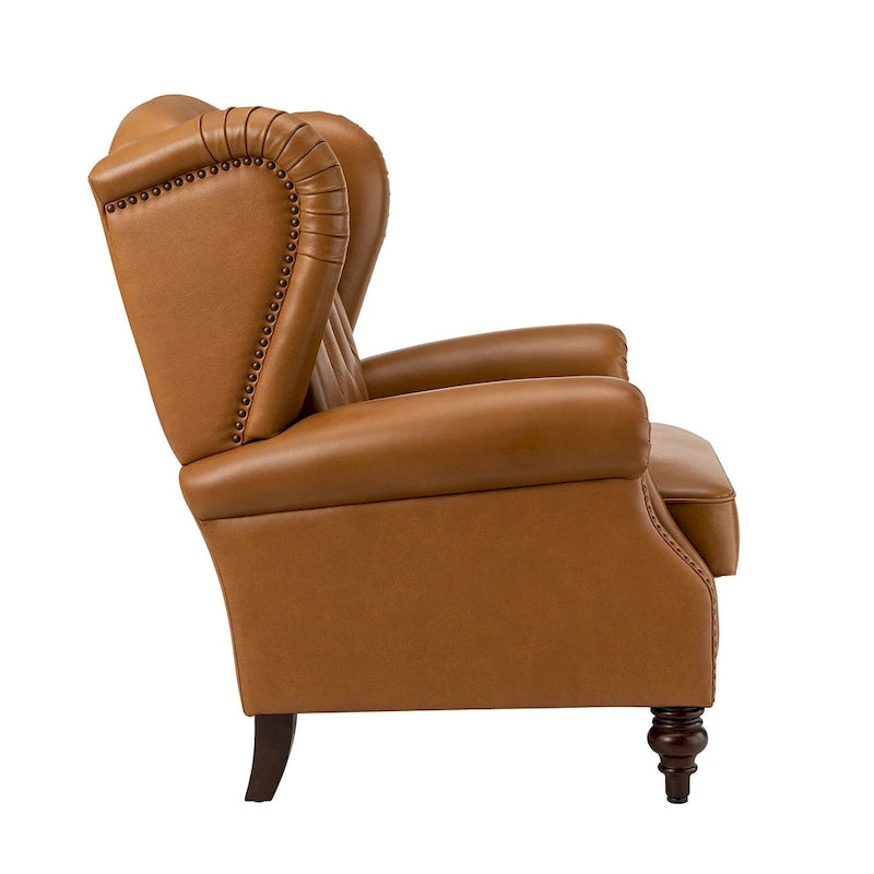Classic Leather Armchair with Nailhead Trim