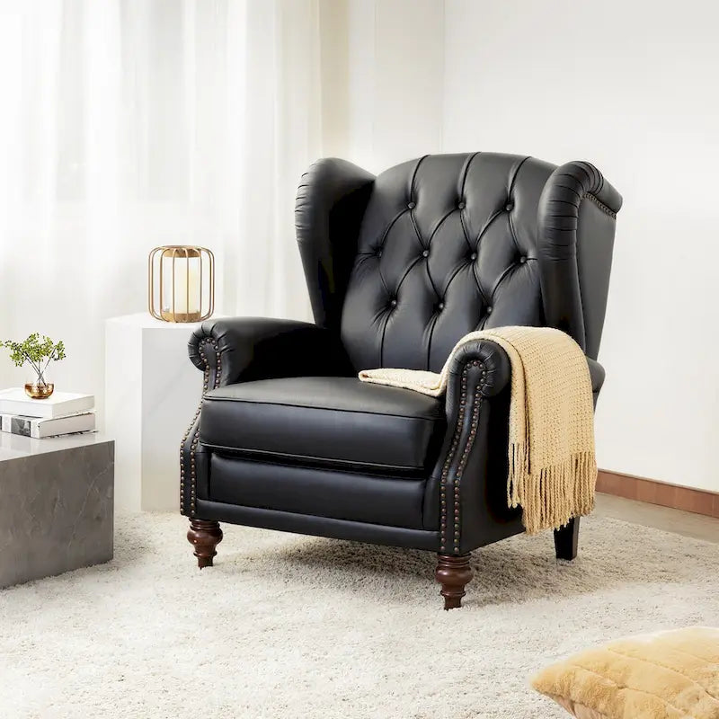 Classic Leather Armchair with Nailhead Trim