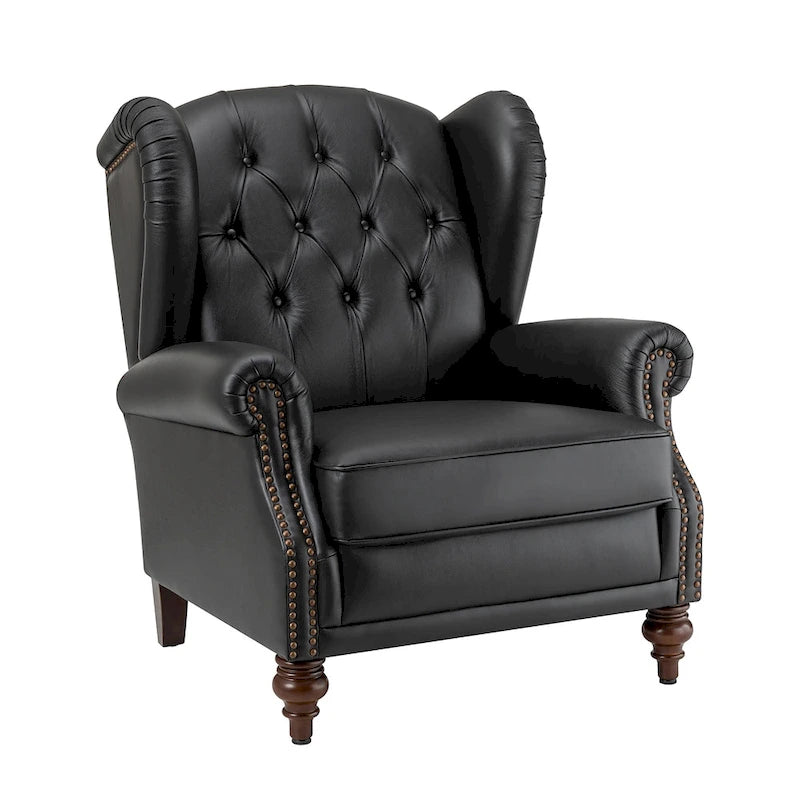 Classic Leather Armchair with Nailhead Trim
