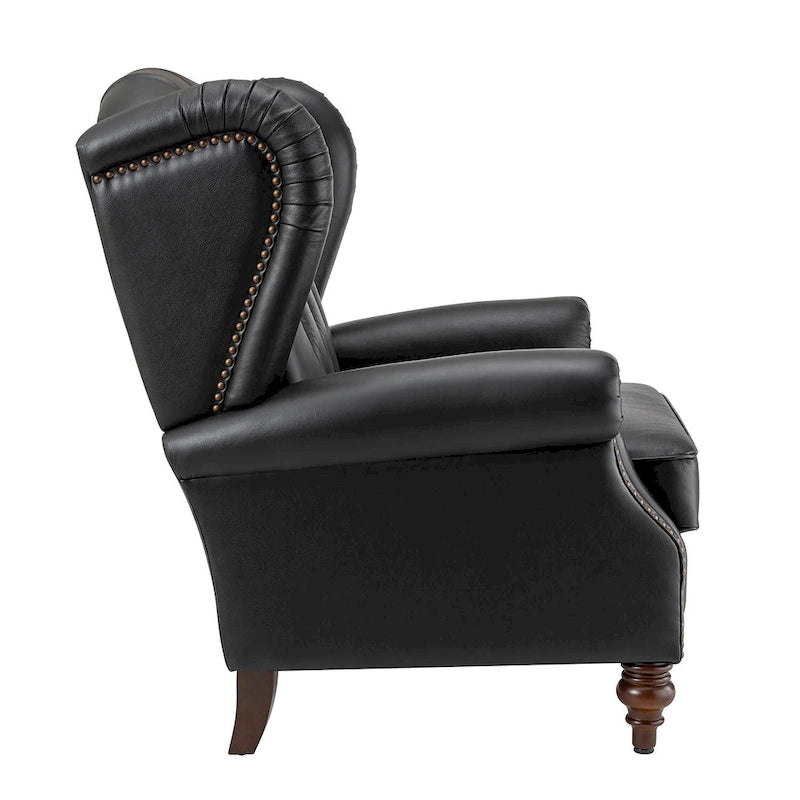 Classic Leather Armchair with Nailhead Trim
