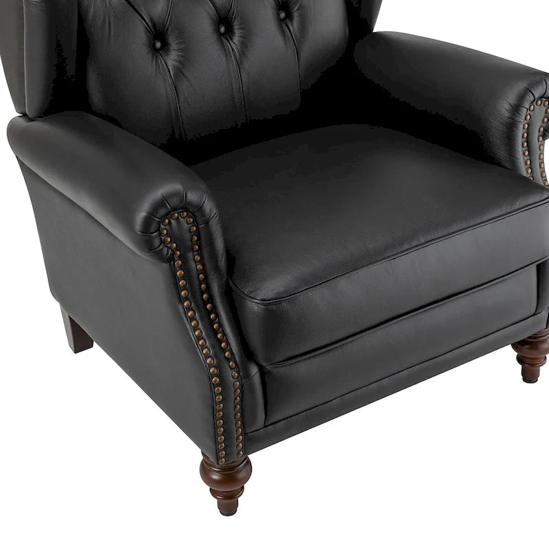 Classic Leather Armchair with Nailhead Trim