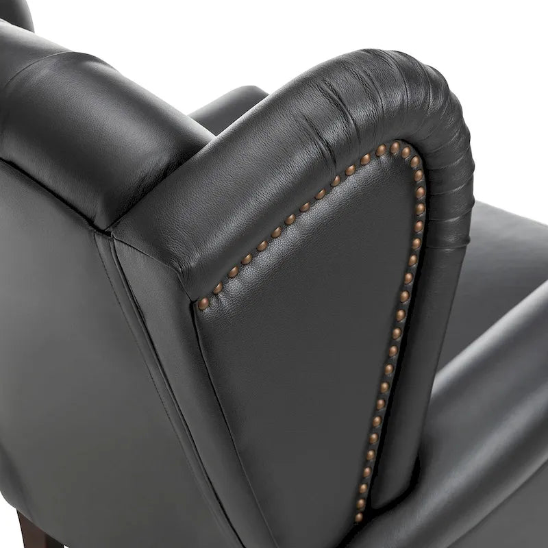 Classic Leather Armchair with Nailhead Trim