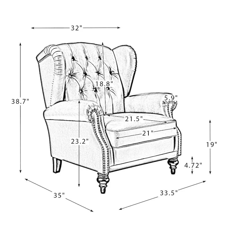 Classic Leather Armchair with Nailhead Trim