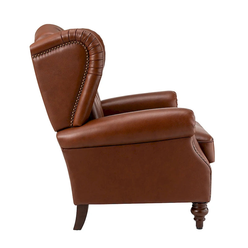 Classic Leather Armchair with Nailhead Trim