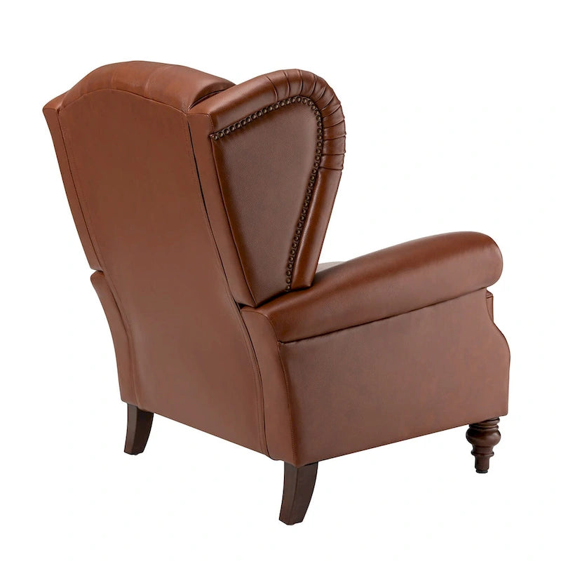 Classic Leather Armchair with Nailhead Trim
