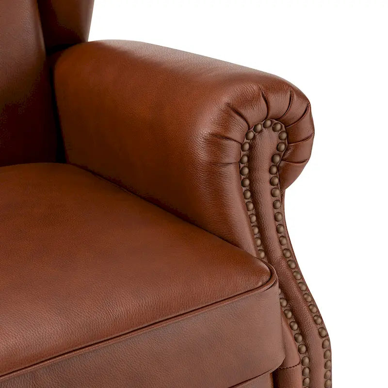 Classic Leather Armchair with Nailhead Trim