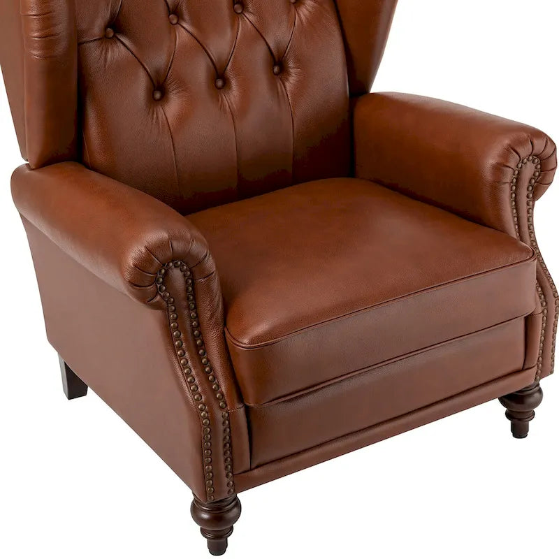Classic Leather Armchair with Nailhead Trim