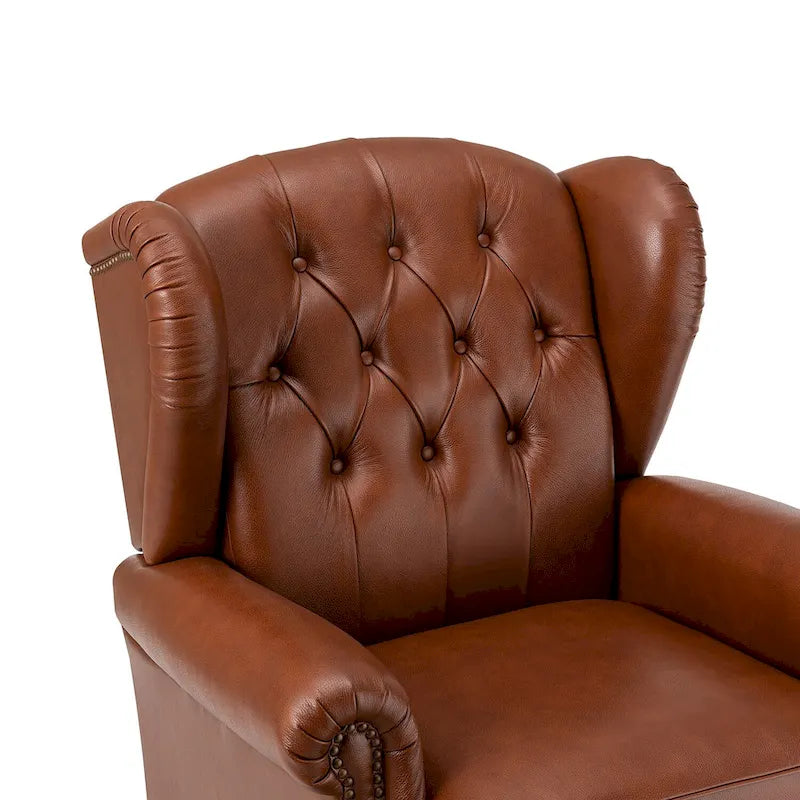 Classic Leather Armchair with Nailhead Trim