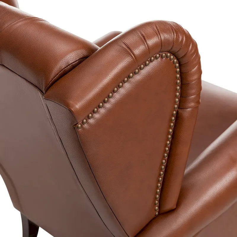 Classic Leather Armchair with Nailhead Trim