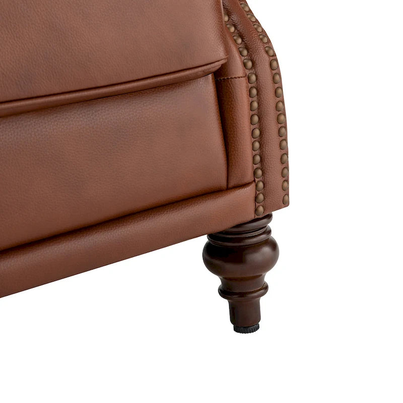 Classic Leather Armchair with Nailhead Trim