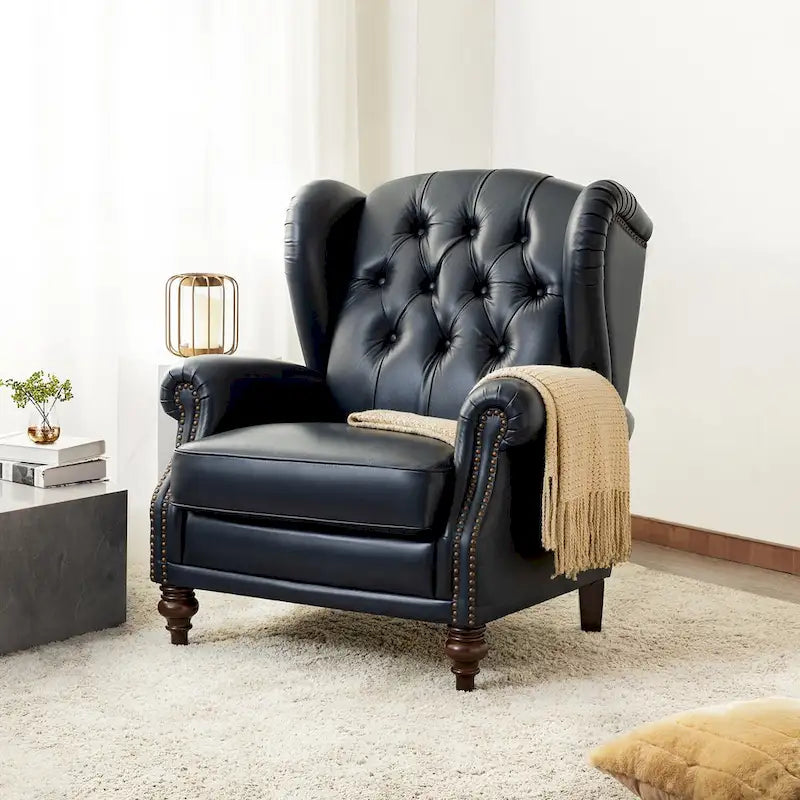 Classic Leather Armchair with Nailhead Trim