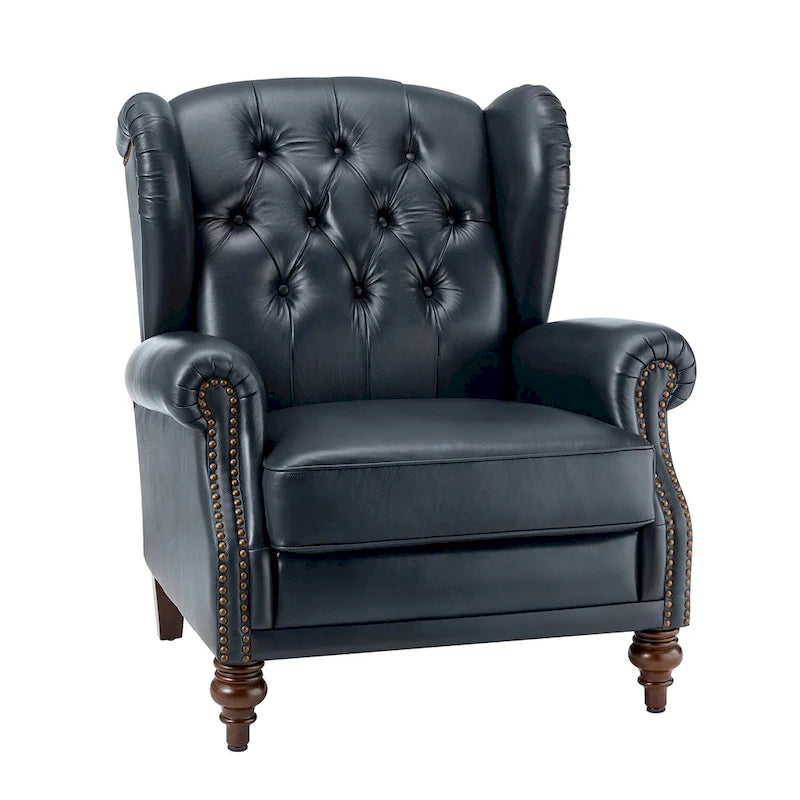 Classic Leather Armchair with Nailhead Trim