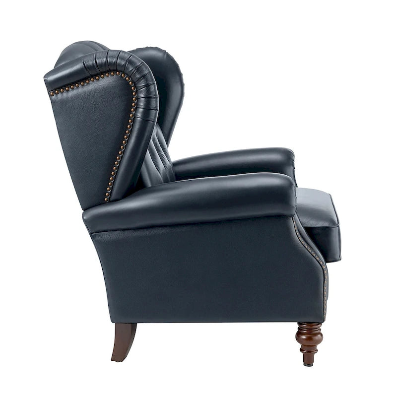 Classic Leather Armchair with Nailhead Trim