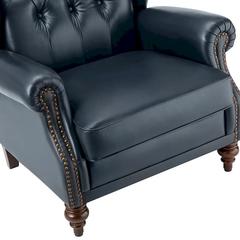 Classic Leather Armchair with Nailhead Trim