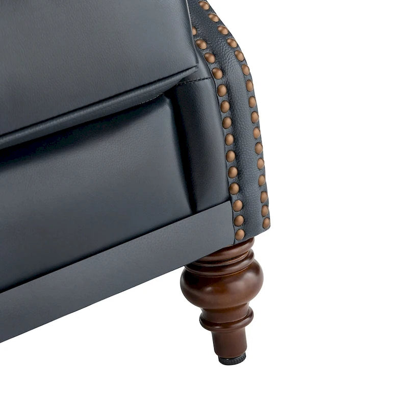 Classic Leather Armchair with Nailhead Trim