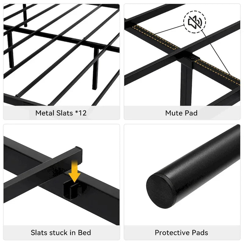 Bed Frame Platform with Headboard and Footboard