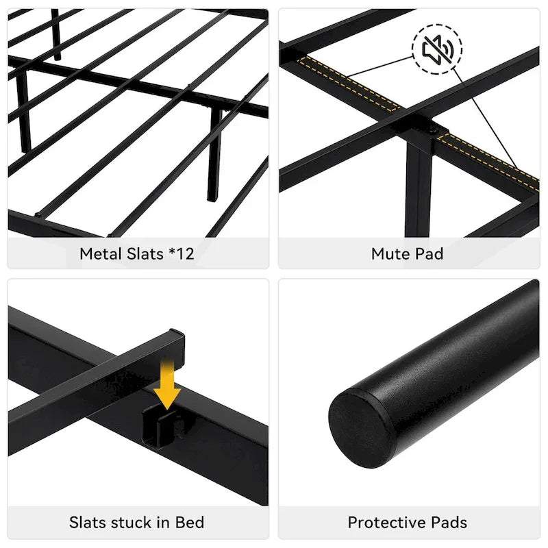 Bed Frame Platform with Headboard and Footboard