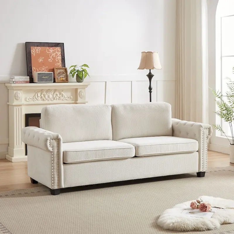 83.8 Convertible 2-in-1 Pullout Polyester Sleeper Sofa Bed