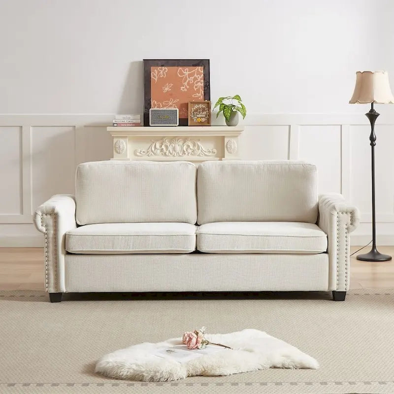 83.8 Convertible 2-in-1 Pullout Polyester Sleeper Sofa Bed