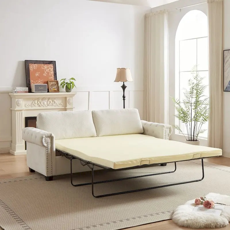 83.8 Convertible 2-in-1 Pullout Polyester Sleeper Sofa Bed