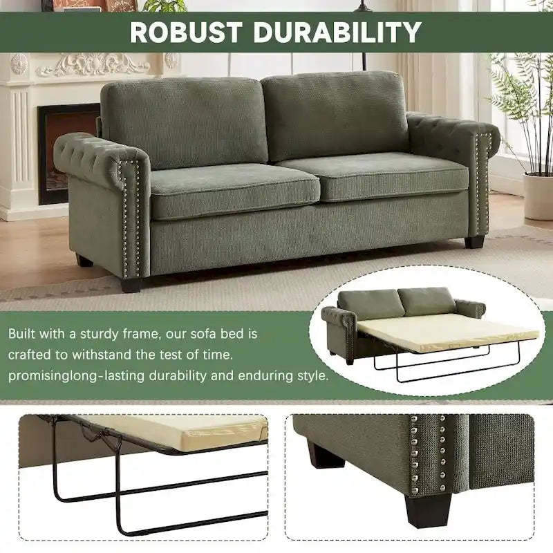 83.8 Convertible 2-in-1 Pullout Polyester Sleeper Sofa Bed