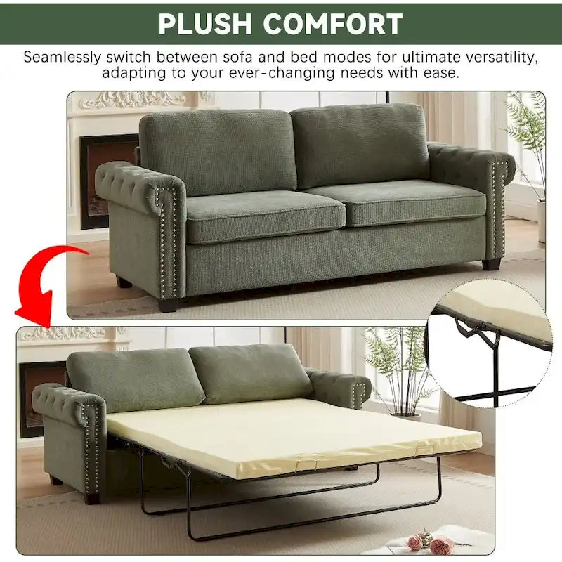 83.8 Convertible 2-in-1 Pullout Polyester Sleeper Sofa Bed