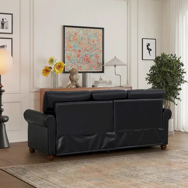 3 Seat Sofa with Rubber wood Legs and Nails finish