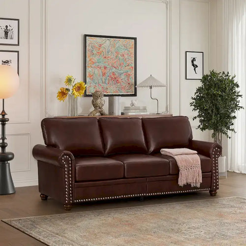 3 Seat Sofa with Rubber wood Legs and Nails finish