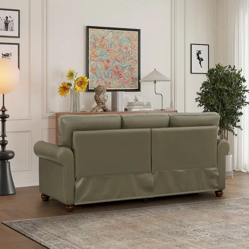 3 Seat Sofa with Rubber wood Legs and Nails finish